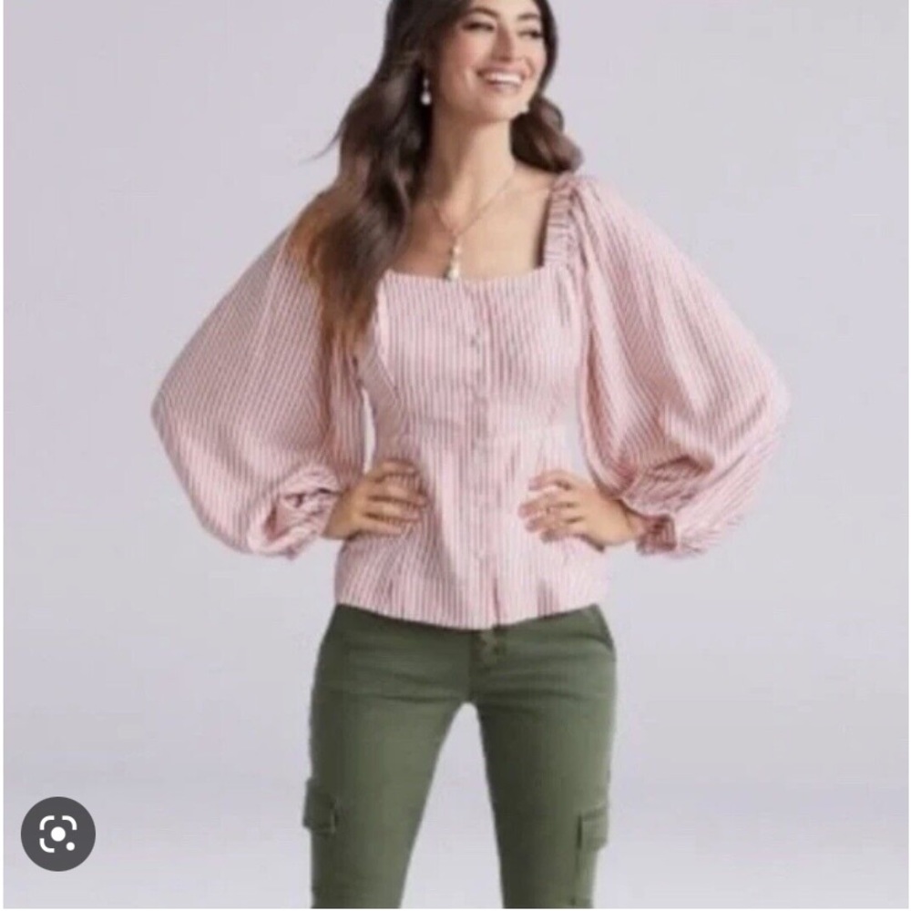 Cabi Pink Striped Blouse